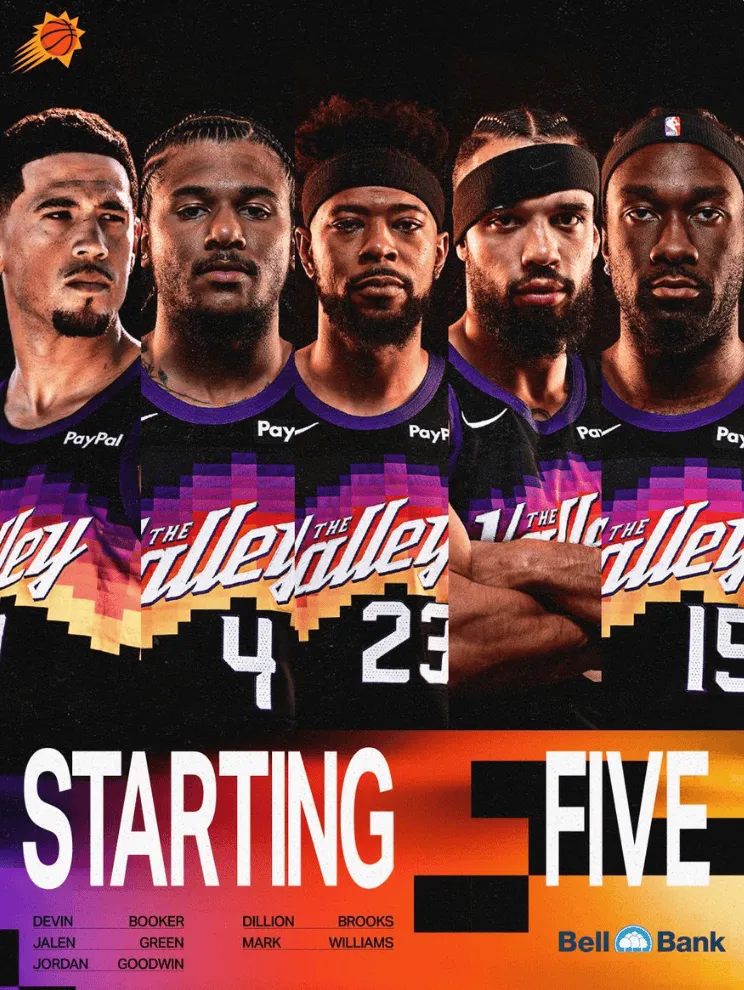 世界杯直播平台-太阳今日首发：布克、杰伦-格林、古德温、狄龙和马威